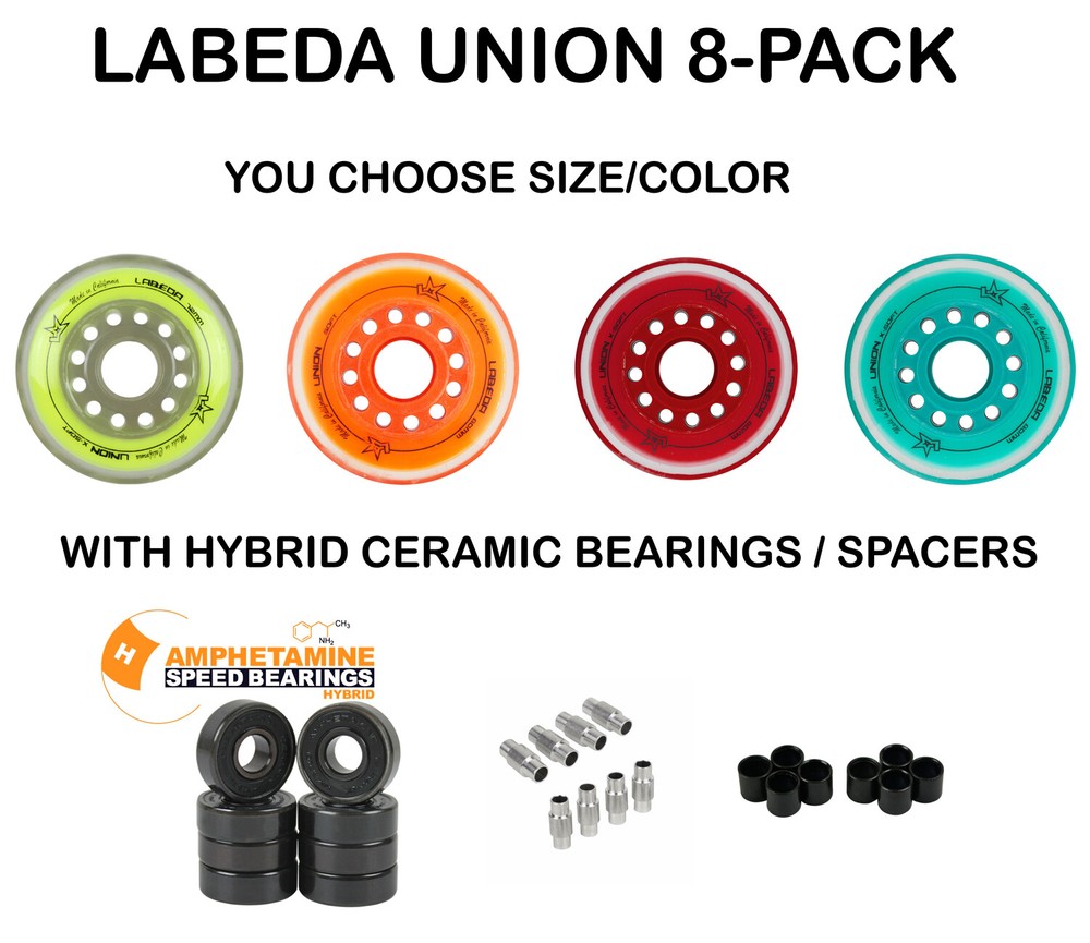 Labeda Union Roller Hockey Wheels + Hybrid Ceramic Bearings – Choose Size/Color