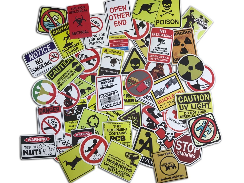 50 warning theme waterproof sticker skateboards bicycle PC Graffiti Decals Mix