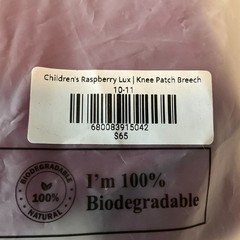 Free Ride Equestrian Pants Girls Size 10-11 Raspberry Lux Knee Patch Breech