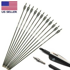 12Pcs 32 Inch Carbon Arrows Spine 500 OD 7.8mm Archery For Compound/Recurve Bow