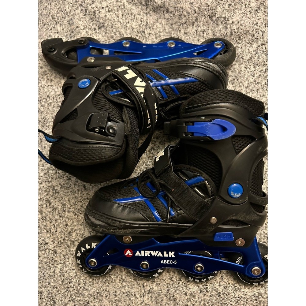 Airwalk Kids Youth Unisex Adjustable Inline Skates ABEC-5 Bearing, Blue, 1-4