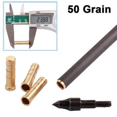 12Pcs 50Grain Heavy Weight Arrow Brass Inserts Base Archery ID6.2mm Arrow Shaft