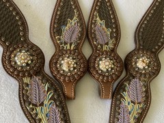 GORGEOUS Custom Crystal & Beaded Tack SET~HEADSTALL~BREAST COLLAR~HAND PAINTED