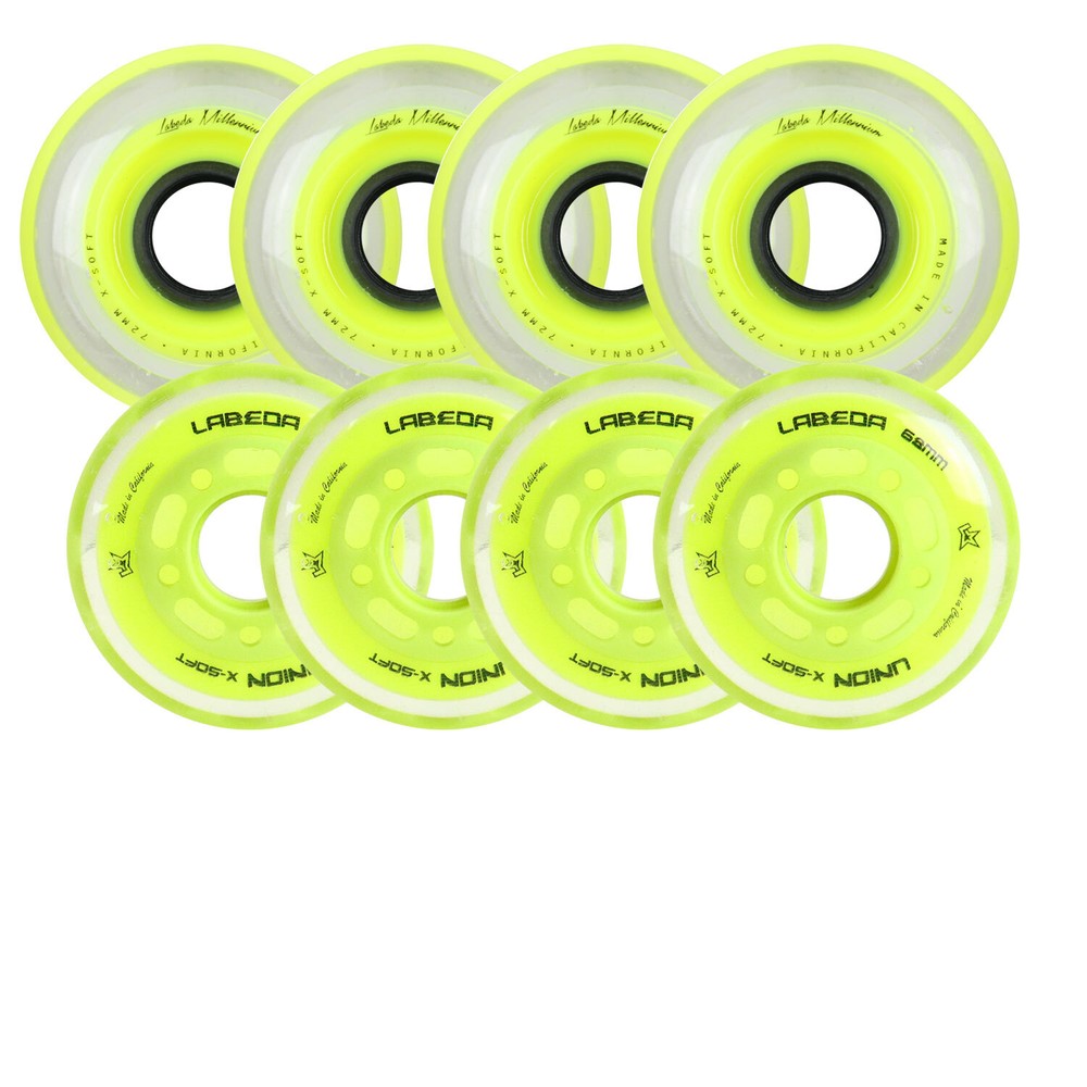 Labeda Roller Hockey Wheel Premium X-Soft 74A Youth Hilo Combo 68mm 72mm Union