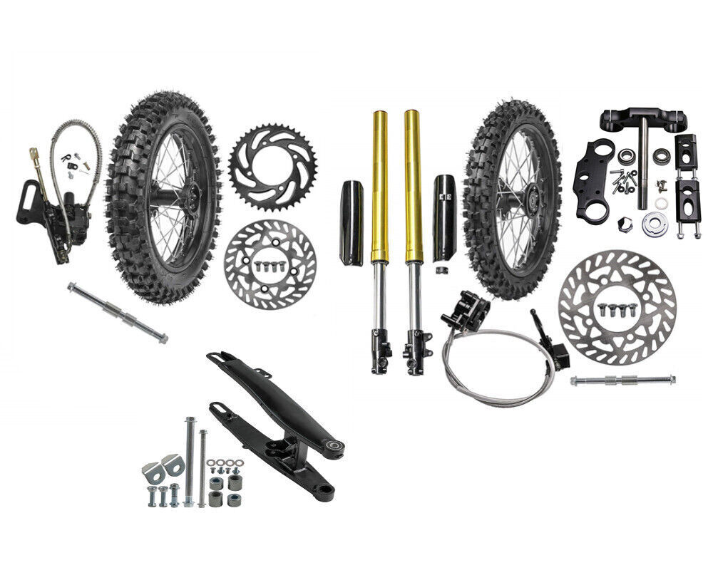 Wheel 60/100-14 80/100-12 Tire Disc Brake Front Forks Shock Conversion kit CRF50