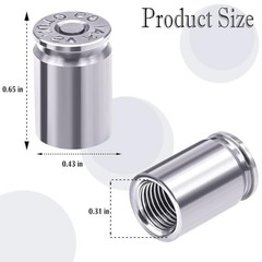 4PCS Bullet Shell Tire Valve Stem Caps, Aluminum Alloy Car 4 pcs Bullet-Silver