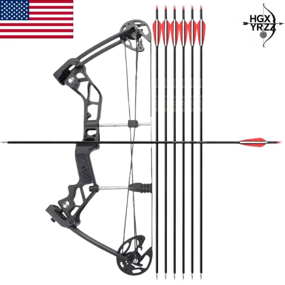 Bow Arrow Set Mini Compound 35-60lb Archery Hunting Shooting Right Hunting