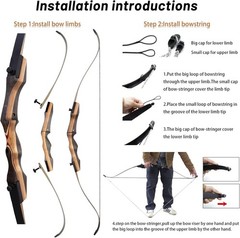 62″ Hunting Recurve Bow Archery Set for Adult 30 lbs Fishing Bow and Arrow Right