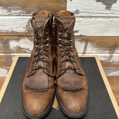 Ariat Heritage Lacer II Distressed Brown Leather Boots Size 8 Roper Toe W/Kiltie