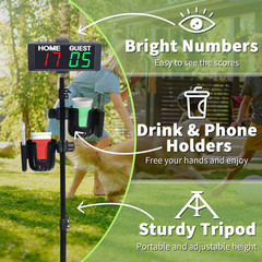 Digital Cornhole Scoreboard with Drink Holder Set, Electronic Scoreboard with Re