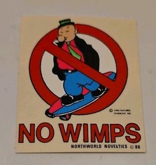 VINTAGE 80’s NO WIMPS SKATE BLUE SKATEBOARD STICKER RARE NOS 1986 WIMPY