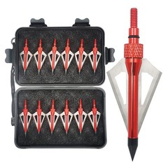 12PCS Archery 100 Grain Hunting Broadheads Stainless Steel Arrowheads with Case
