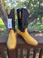 Fenoglio Boot Co Buttercup Full Quill Ostrich Mens Boots US 11 Black Uppers