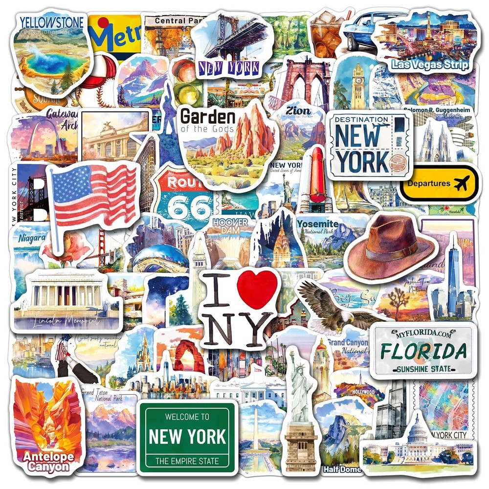 200PCS US State Travel Stickers for Scrapbook Journal, USA City Travel Sticke…