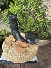 TONY LAMA MEN’S NACOGDOCHES TEJU LIZARD WESTERN BOOTS Men’s 8.5 Black From 1980s