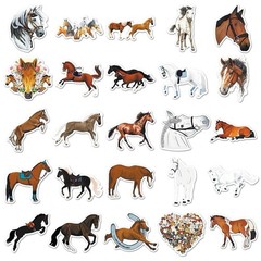 30Pcs Random Steed Riding Horse Party Favor Animal Cartoon Waterproof Stickers