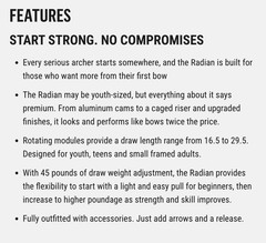 Diamond Radian Youth Compound Bow Package Forest Green 10-55LBS Right Hand New