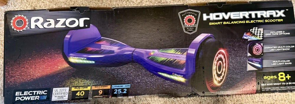 Razor Hovertrax Purple Self Balancing Scooter LED Lightshow 9mph 176lb