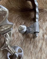 Pair Ladies Western HEART Design Engraved German Silver Spurs