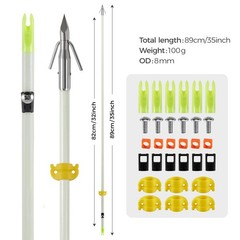 6 Pack 32 inch Bowfishing Arrows Luminous with Broadheads and Safty Slides Bo…