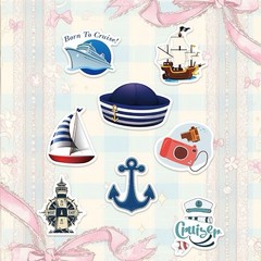 30Pcs Random Nautical Cruise Travel Vacation Waterproof Sailboat Anchor Stickers