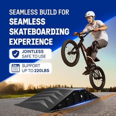 Yes4All Single-Piece Skateboard Ramp, Bike Skate Ramp – Black, Black