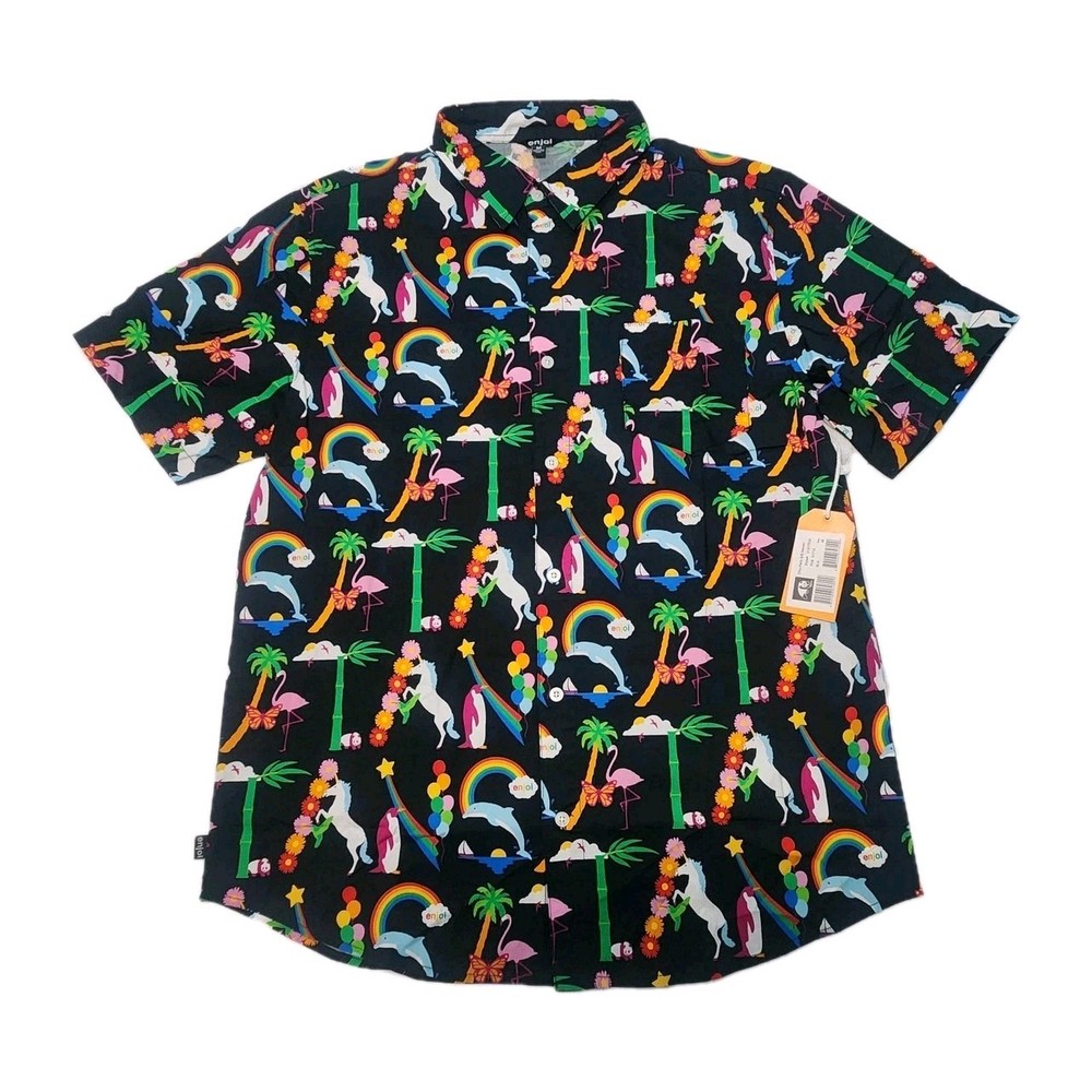 Enjoi Skateboards «PARTY» S/S Woven Button Up Shirt New with Tags in Size M