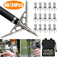 48/24x 100 Grain Archery Broadhead 2″ Dia Expandable Hunting Arrowhead w/2 Blade