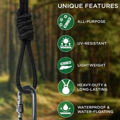 Heavy-Duty 90FT Polypropylene Rope: Waterproof & UV Resistant for Outdoors