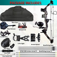 Compound Bow Fishing Combo Kit 20-70 LBS Hunting Bow with Bowfishing Arrow &Reel