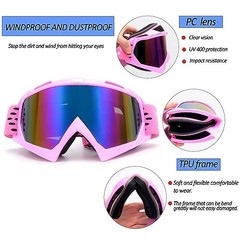 Dirt Bike Goggles ATV Motocross Off Road Goggles Pink Frame+color Lens