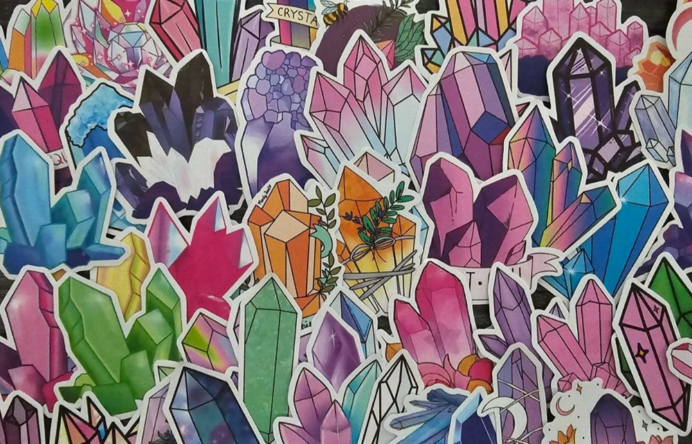 50 Pack of Cool Crystal Stickers for Laptop/Water Bottle/Phone Case/Tablet