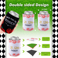 Umigy 24 Pcs Derby Party Supplies 2026 Horse Racing Can Sleeves 12 oz Run for th