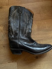 Tony Lama Black Leather Western Equestrian Cowboy Boots