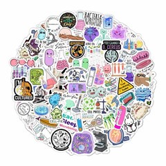 100Pcs Microbiology Stickers for Water Bottle and Laptop – Microbiology Party Fa