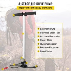 3 Stage PCP Air Gun Rifle Filling Stirrup Pump Hand Pump 4500PSI Gas Filter