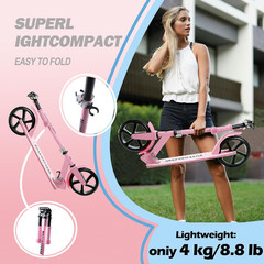 Kick Scooter for Kids Ages 6+, Teens & Adults, Adjustable Handlebars, Rear Brake