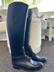 Tall Black Leather Field Boots