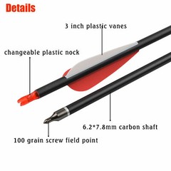 12Pk 26inch/28inch/30inch Mixed Carbon Arrow Hunting and Target Arrows Sp500 US