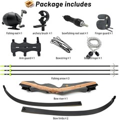 62″ Hunting Recurve Bow Archery Set for Adult 30 lbs Fishing Bow and Arrow Right