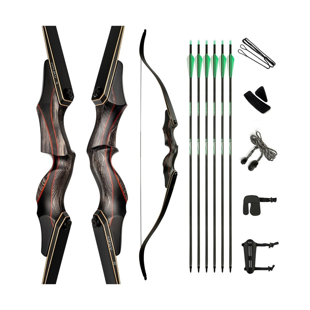 Deerseeker Archery 60″/62″ Takedown Recurve Bow Set with Flemish String Woodg…