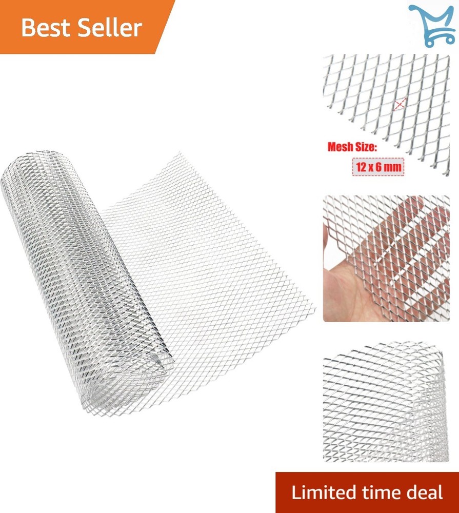 Car Grill Mesh Sheet Aluminum 40x13in Silver Anti-Corrosion Self-Adhesive
