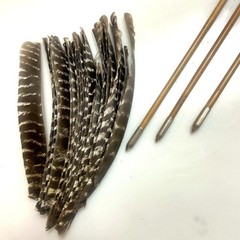 Archery Full Length 7-9in Feather Fletches Turkey Fletching Bamboo Wooden Arrows