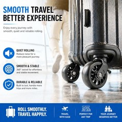 76mm Luggage Wheel Replacement, Suitcase Wheels 76x24mm with 40mm x 24mm