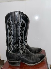 TONY LAMA COWBOY WESTERN BOOT LIZARD LOWER BLACK Sz. 8.5D Men Style 8539