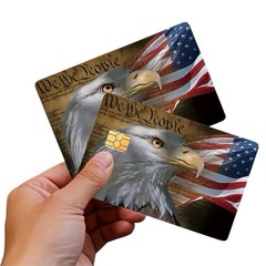 USA Flag Bald Eagle WE THE PEOPLE Credit Debit Card Skin Cover Sticker Set 2PCS
