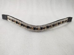DESIGNER CLEAR CRYSTAL STYLISH HORSE LEATHER BROWBAND FOR BRIDLE FREE SHIPPING.