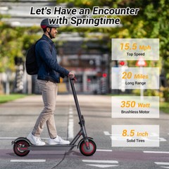 350W Adult Foldable Electric Scooter 15mph Max Speed Motor 8.5″ Tires 20M Range