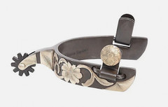 Classic Equine Roper Series Spurs Brn Silver Flower Women’s Western Horse NEW