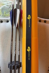 Gold Tip Warrior 500 Arrows, Set Of 6 With Arrow Tube Red Blue Carbon